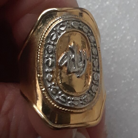 Vintage Gold Ring With Silver Accents - Picture 11 of 12